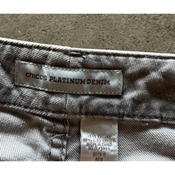 Chico’s Platinum Denim Jeans Gray Silver Soft Cropped Capri Jeans Women’s Sz 0 - Picture 10 of 15